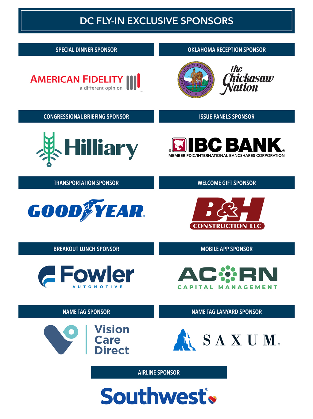 DC Fly-In Exclusive Sponsors