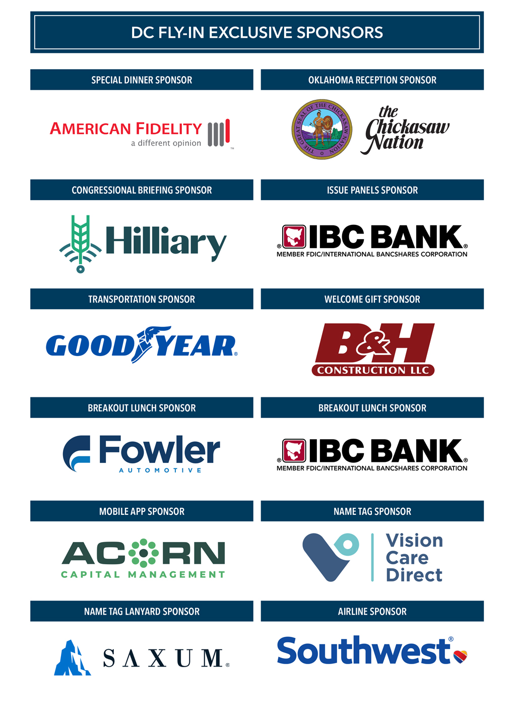 Washington D.C. Fly-In Exclusive Sponsors