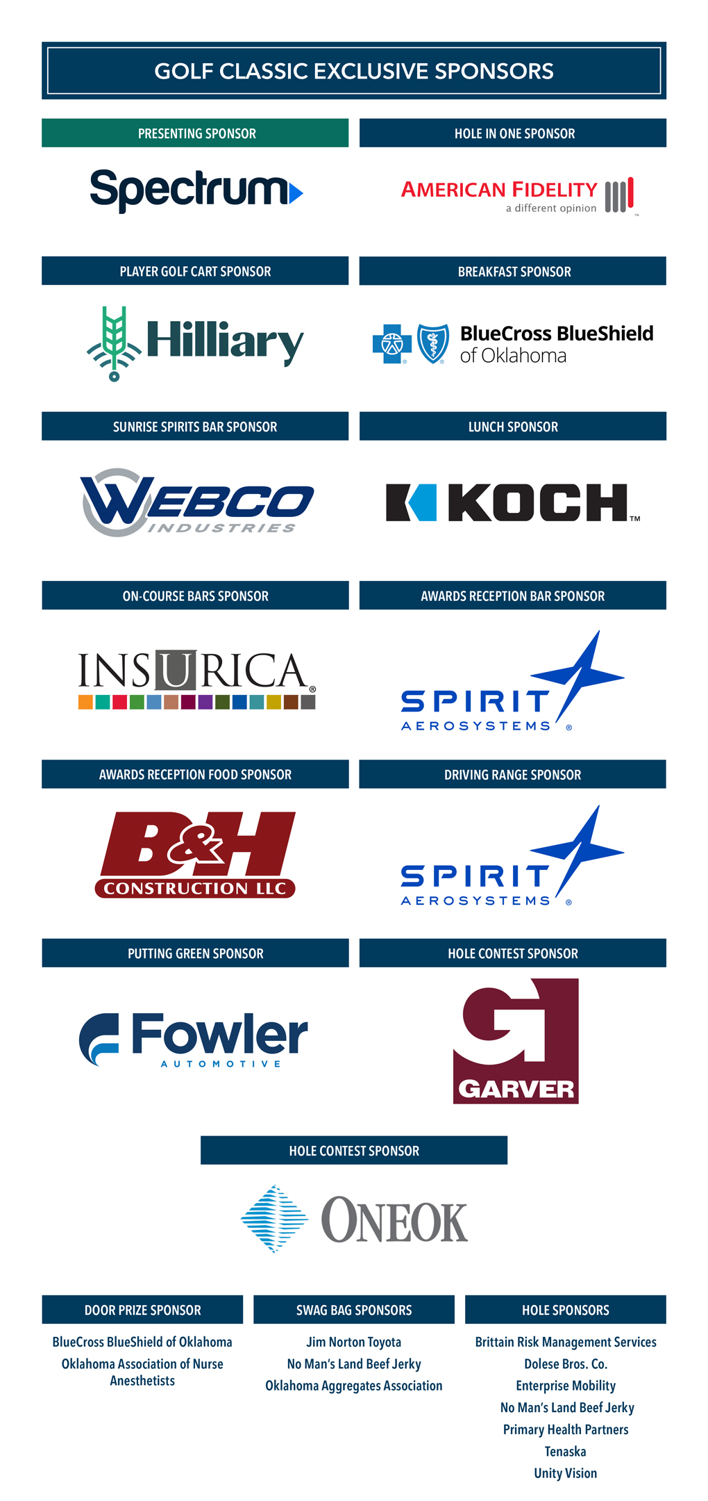 2026 Golf Classic Sponsors