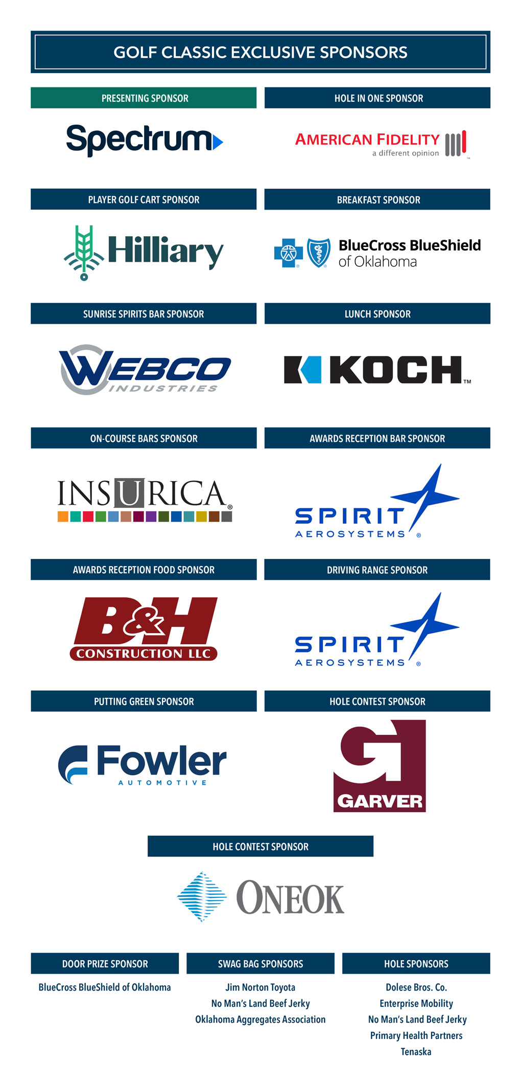 2026 Golf Classic Sponsors